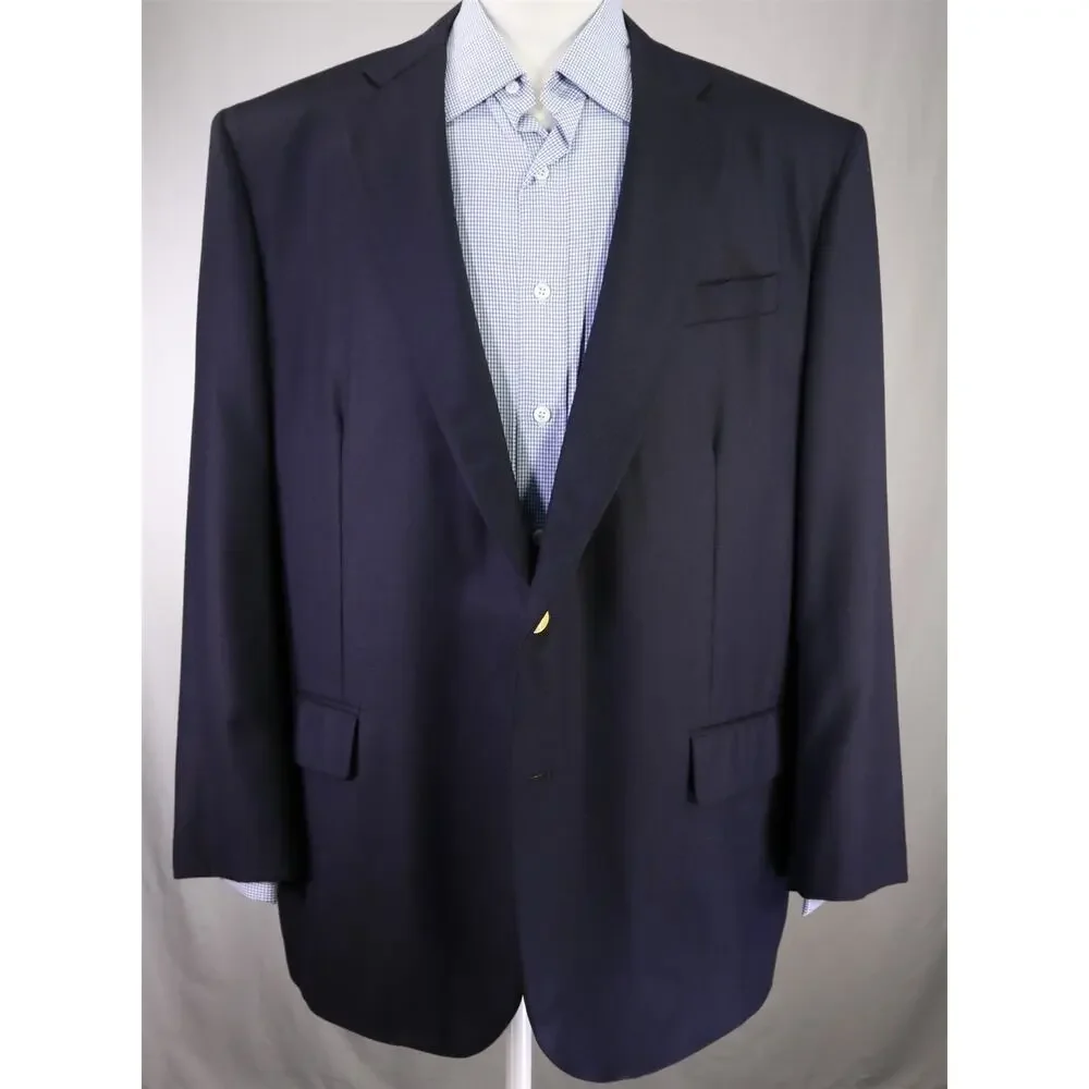 Brooks Brothers Golden Fleece Madison Navy Blue Gold Button Wool Blazer 48R